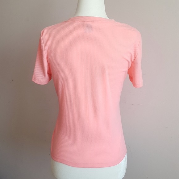 PINK Ribbed Short Sleeve Tee Size Medium - Picture 2 of 3